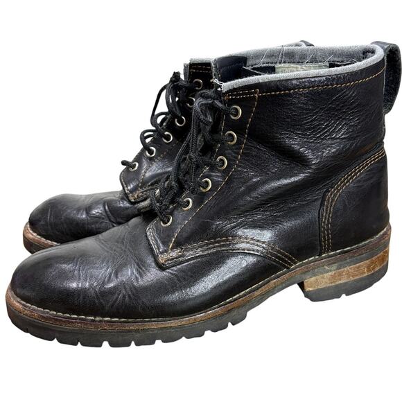 Redhead Size 9.5 Boots Oil Resistant Black Leather Lace-up Chukka Chunky Sole - Picture 1 of 12